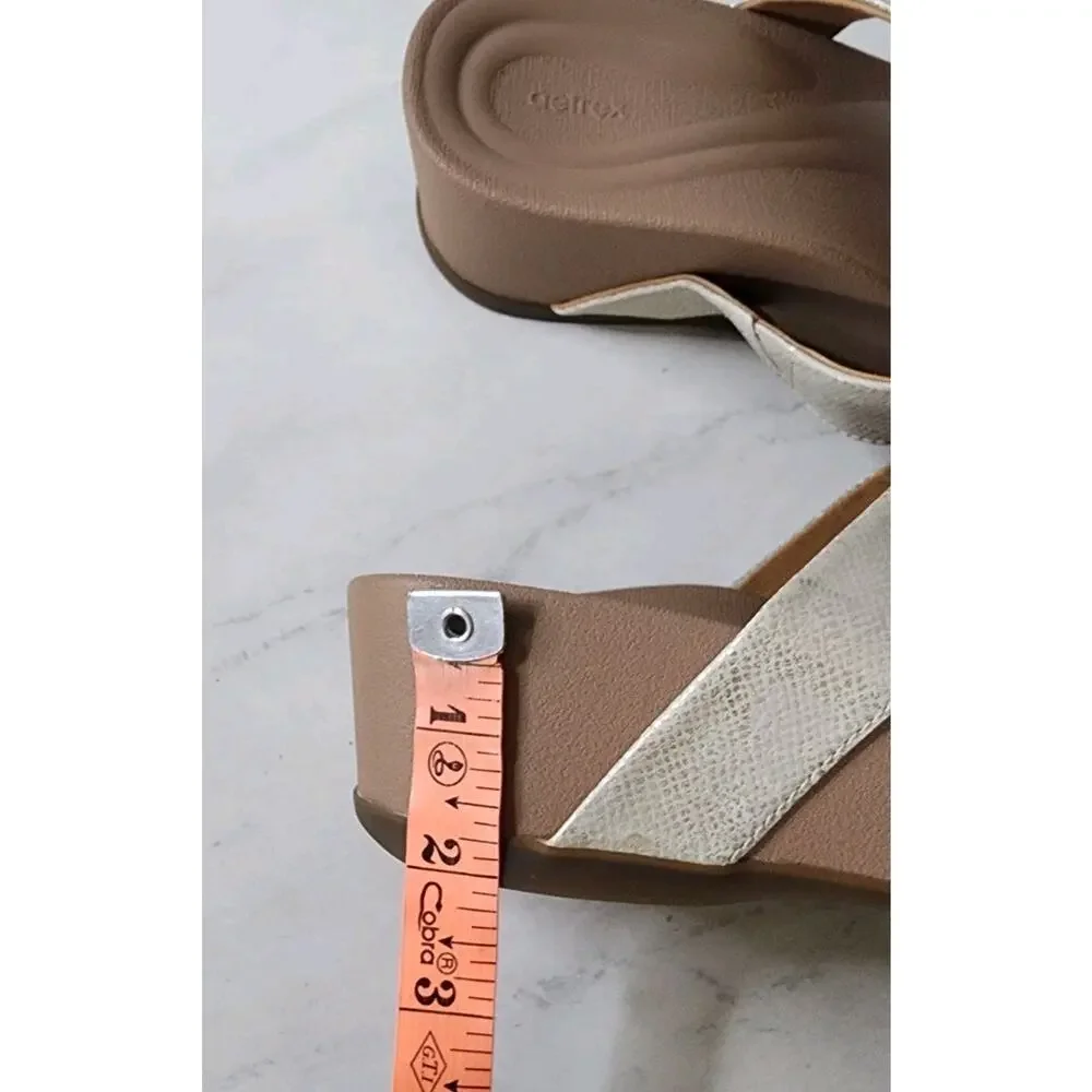 Aetrex Elyse Sz 9/9.5 Thong Wedge Sandal Stone Gem Embellished EUC